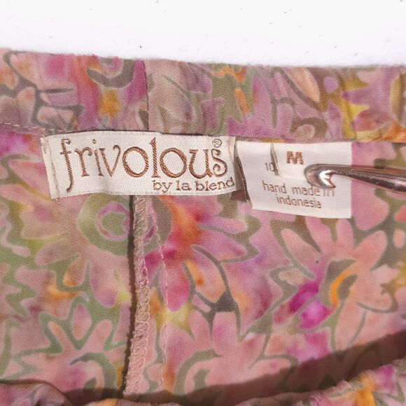 LA Blend Fairy Beaded Harem Pant M-Lg Handmade Batik Pink Green Boho Renaissance - Picture 11 of 16